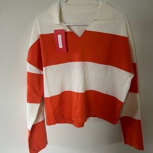 Orange and White Striped Long sweater
